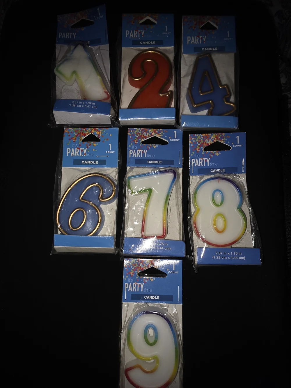 Number Candles - Assorted Colors (1,2,4,6,7,8,9)